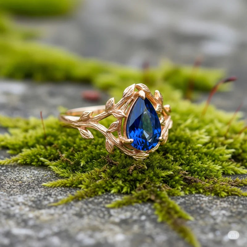 Nature-Inspired Teardrop Gemstone Ring – Organic Elegance